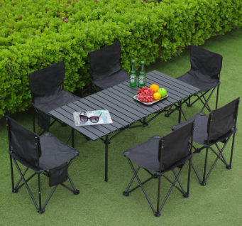 折叠桌子蛋卷桌摆摊便捷式露营桌椅套装野餐椅子